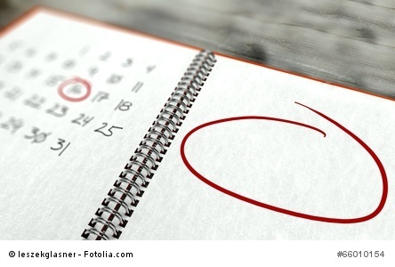 Red circle marked important day calendar concept